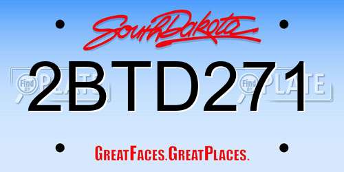2BTD271 South Dakota License Plate