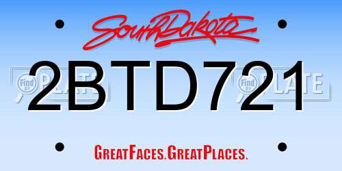 2BTD721 South Dakota License Plate