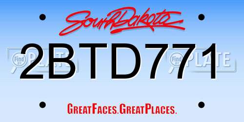 2BTD771 South Dakota License Plate