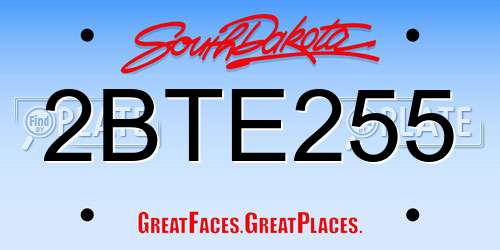 2BTE255 South Dakota License Plate