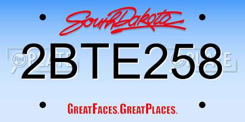 2BTE258 South Dakota License Plate