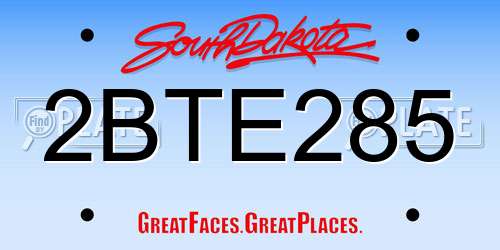 2BTE285 South Dakota License Plate