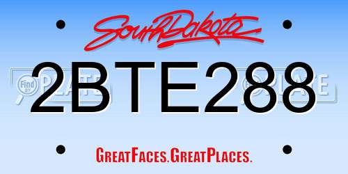 2BTE288 South Dakota License Plate
