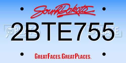 2BTE755 South Dakota License Plate