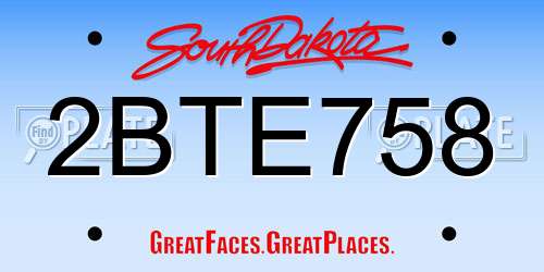2BTE758 South Dakota License Plate