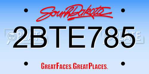 2BTE785 South Dakota License Plate
