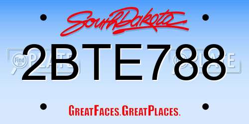 2BTE788 South Dakota License Plate