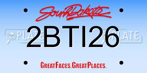 2BTI26 South Dakota License Plate
