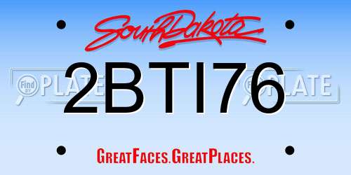 2BTI76 South Dakota License Plate