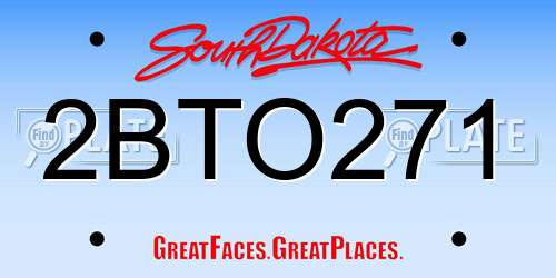 2BTO271 South Dakota License Plate