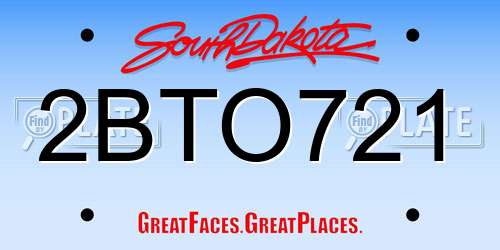 2BTO721 South Dakota License Plate