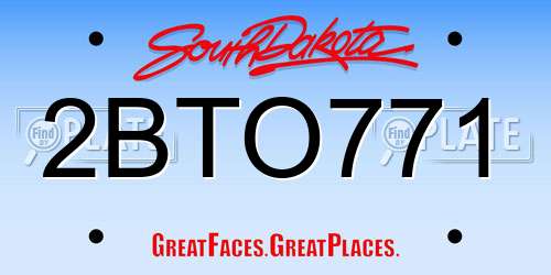 2BTO771 South Dakota License Plate