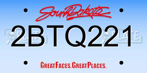 2BTQ221 South Dakota License Plate