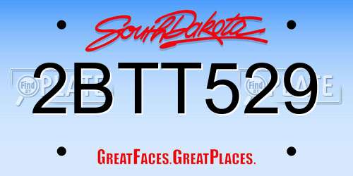 2BTT529 South Dakota License Plate