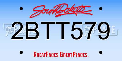 2BTT579 South Dakota License Plate