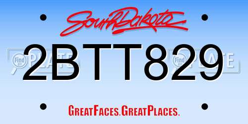 2BTT829 South Dakota License Plate
