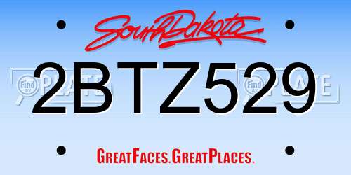 2BTZ529 South Dakota License Plate