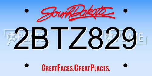 2BTZ829 South Dakota License Plate