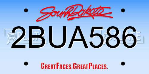 2BUA586 South Dakota License Plate