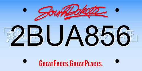 2BUA856 South Dakota License Plate