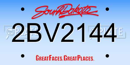 2BV2144 South Dakota License Plate