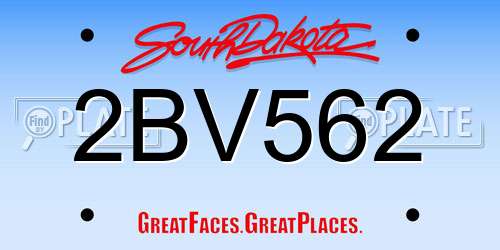 2BV562 South Dakota License Plate