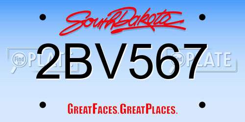 2BV567 South Dakota License Plate