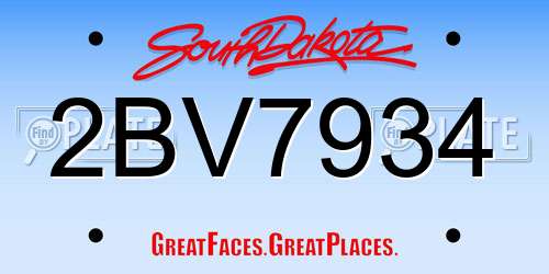 2BV7934 South Dakota License Plate