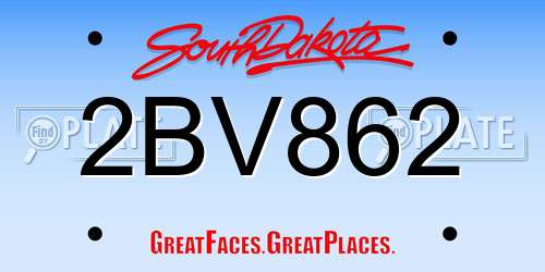 2BV862 South Dakota License Plate
