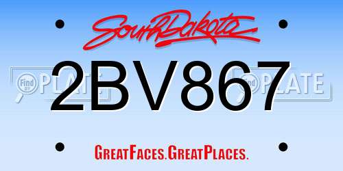 2BV867 South Dakota License Plate