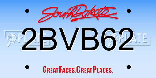 2BVB62 South Dakota License Plate