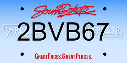2BVB67 South Dakota License Plate