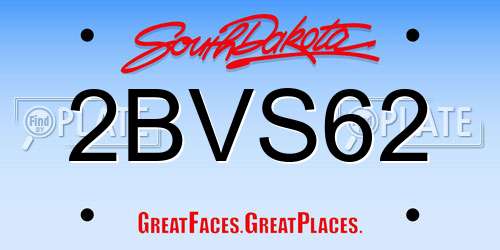 2BVS62 South Dakota License Plate