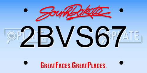 2BVS67 South Dakota License Plate