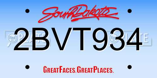 2BVT934 South Dakota License Plate