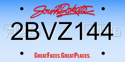 2BVZ144 South Dakota License Plate