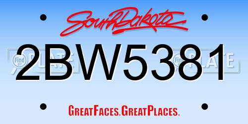 2BW5381 South Dakota License Plate