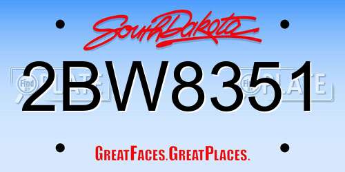 2BW8351 South Dakota License Plate