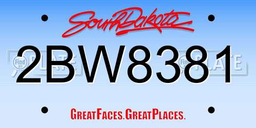 2BW8381 South Dakota License Plate