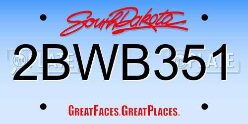 2BWB351 South Dakota License Plate