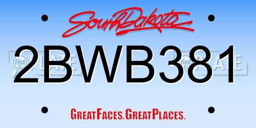 2BWB381 South Dakota License Plate