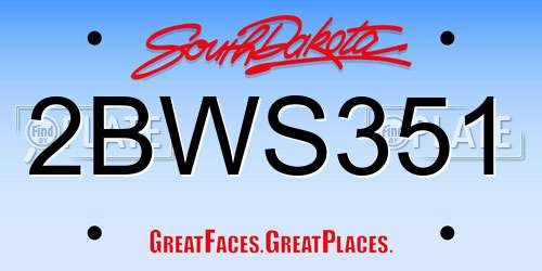 2BWS351 South Dakota License Plate