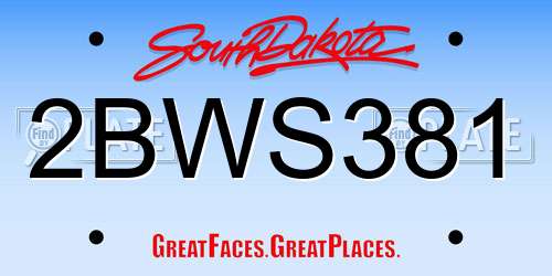 2BWS381 South Dakota License Plate