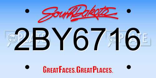2BY6716 South Dakota License Plate