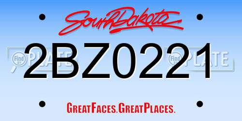 2BZ0221 South Dakota License Plate