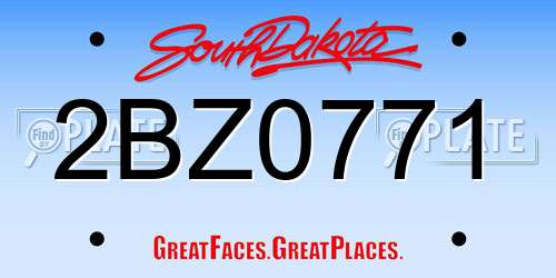 2BZ0771 South Dakota License Plate