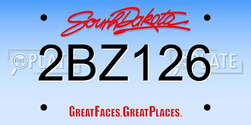 2BZ126 South Dakota License Plate