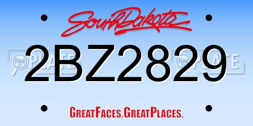 2BZ2829 South Dakota License Plate