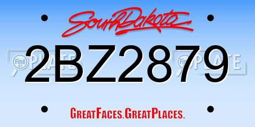 2BZ2879 South Dakota License Plate
