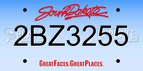 2BZ3255 South Dakota License Plate